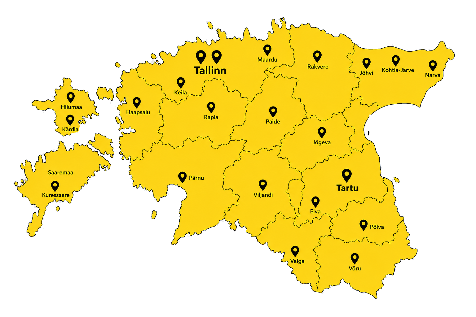 ToruFix santehniku teeninduspiirkonna kaart – Tallinn, Harjumaa ja kogu Eesti